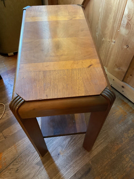 Vtg antique Art Deco wood wooden side end table waterfall