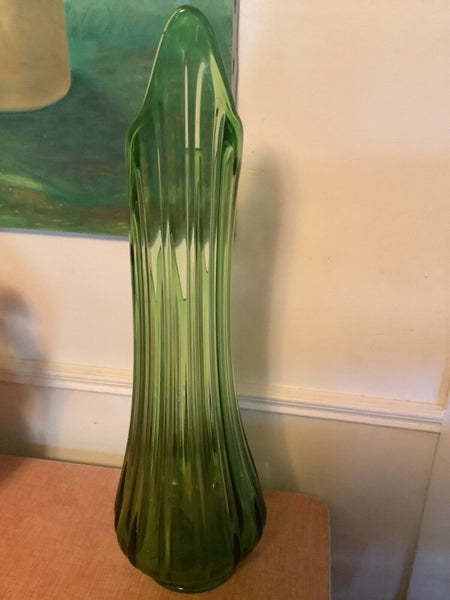 Vt mid century modern mcm LE Smith Green Stretch Swung Vase
