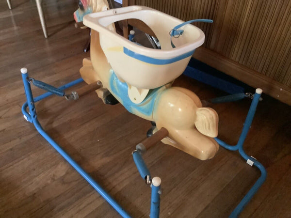 VTG 60s MCM Wonder Horse Rocking Kids Ride On Bouncy Spring Toy Works Perfect VG