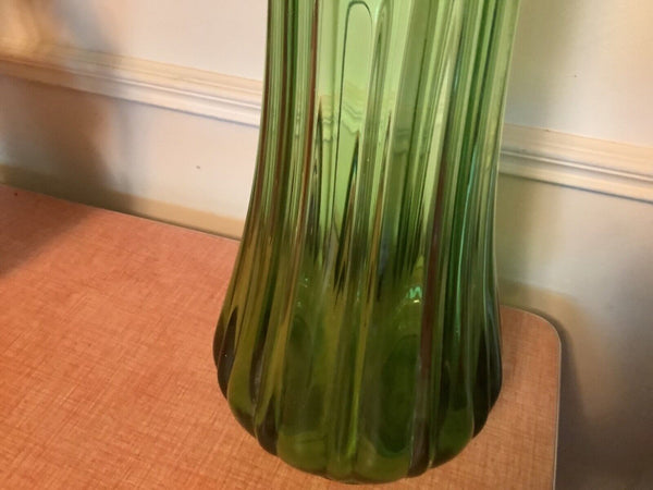 Vt mid century modern mcm LE Smith Green Stretch Swung Vase