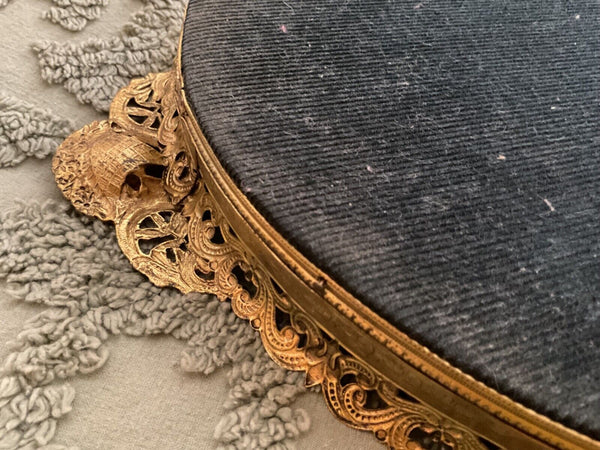Vtg MID CENTUry FILIGREE ORMOLU VANITY PERFUME TRAY mirror regency