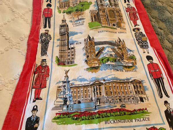 Vintage souvenir linen tea dish towel London buildings  Lamont cotton L1705
