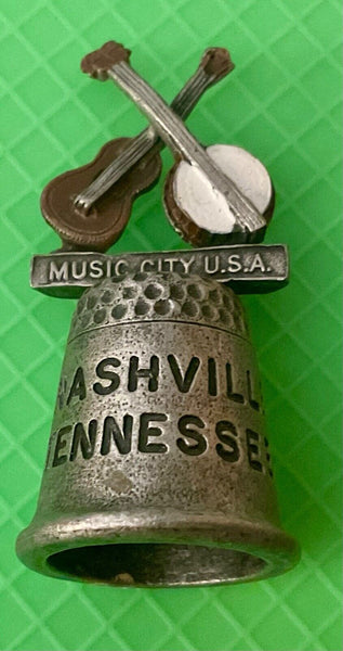 Vtg Nashville Tennessee Souvenir Pewter Thimble made in UK Music city USA