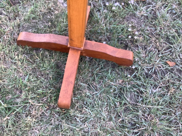 Antique vintage wooden wood Oak Hall Tree Coat Hat Rack brass hooks