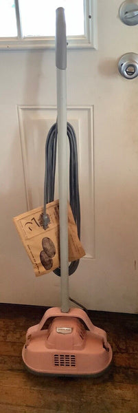 Vtg mid century  SHETLAND Floor Polisher Scrubber buffer pink brushes and pads