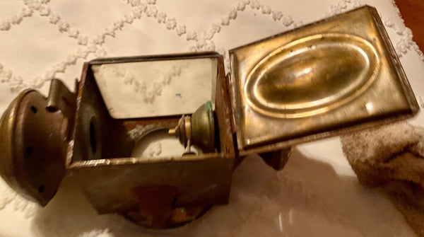 Pair Antique Brass Wagon Carriage Driving Lantern Lamp Lights Vintage