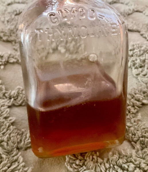 Vintage GLYCO-THYMOLINE Apothecary Embossed Medicine  Bottle Antique glass