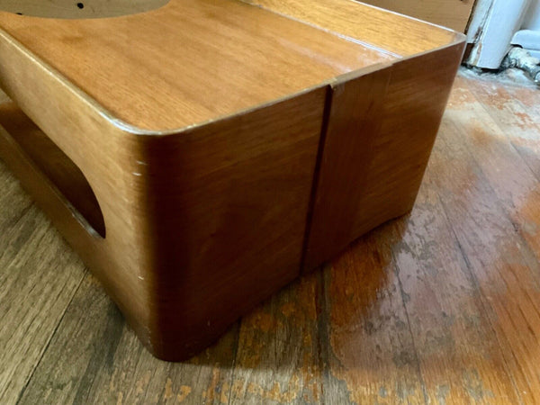 VTG Wood Office File Desk tiered Paper Tray Holder MCM mid century modern mcm
