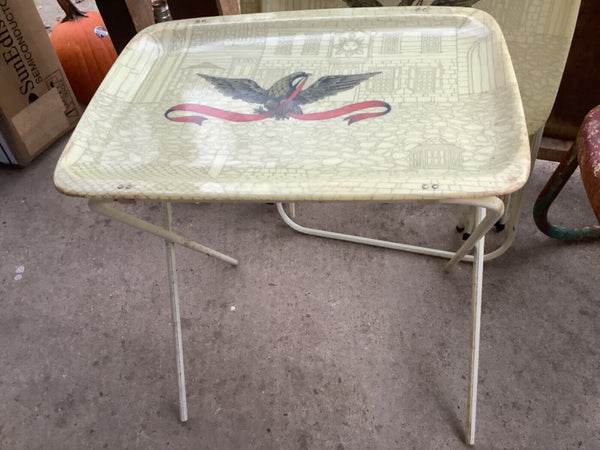 Vintage Mid Century Modern Fiberglass Folding TV Trays Eagle Retro  Set/4 Quaker