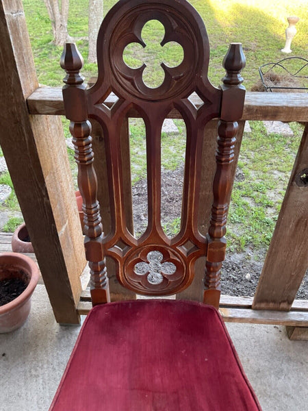 Antique Vintage Gothic Stanley wood Revival Jacobean Dining Side Chair