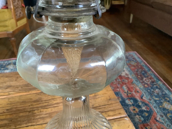  Vintage antique Clear Glass Oil Lamp Chimney Queen Anne Burner