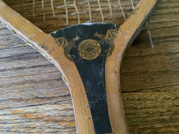 RARE ANTIQUE vintage  DIAMOND WOOD TENNIS RACKET racquet early 1900s