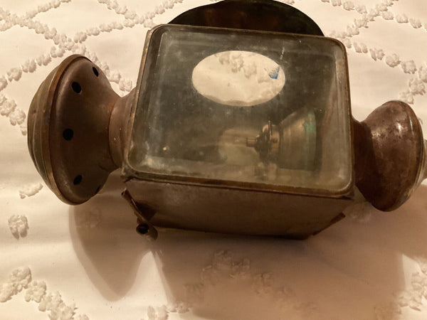 Pair Antique Brass Wagon Carriage Driving Lantern Lamp Lights Vintage