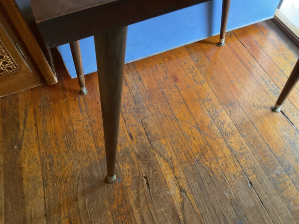Solid Mid Century Modern Design Walnut Cube End Table  Formica Top