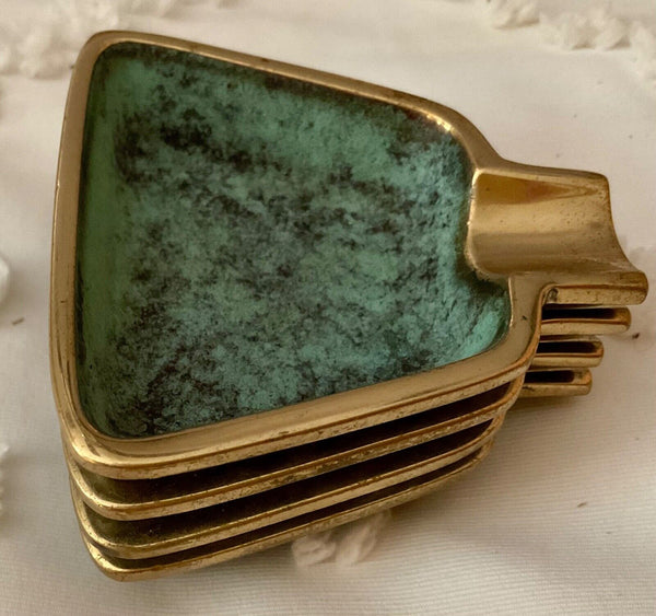 Vintage GEs.GESCH. Ashtray ash tray stacking mid century modern mcm brass metal