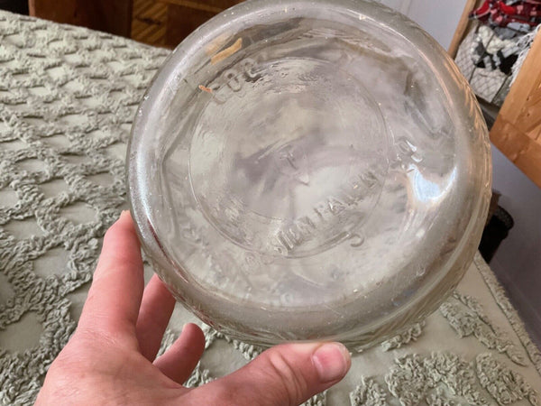 Vintage Pickle Jar Glass Barrel with lid and wood handle