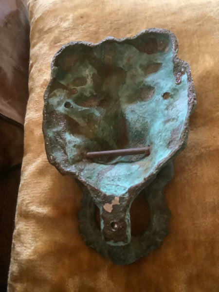 Vtg ANTIQUE ARCHITECTURAL SALVAGE LION HEAD Door Knocker Bronze brass *