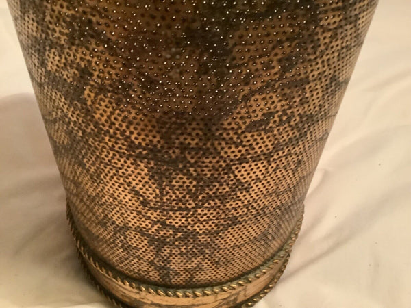 Vintage Hollywood Regency Gold Gilt Metal Waste Basket Italian Mid Century 12"