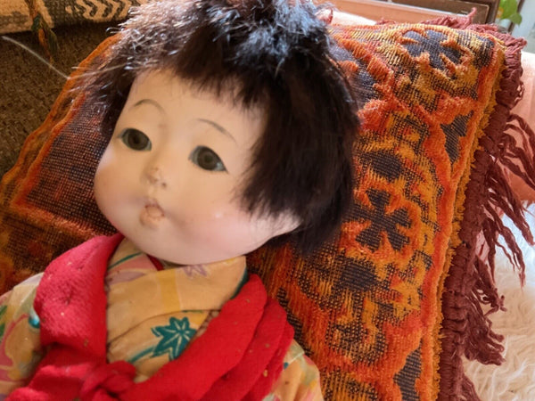 Vintage 12 composition doll Gofun Ichimatsu  jointed  antique Japanese Asian