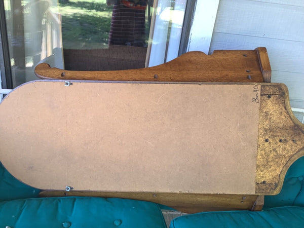 Vtg  wood wooden entryway hallway wall MIRROR shelf mail holder mid century mcm