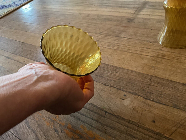 3 Vtg Amber Homco  Optic Sconce Peg Votive Cup Honeycomb MCM Candle Holders