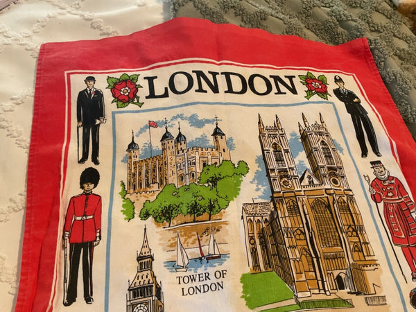 Vintage souvenir linen tea dish towel London buildings  Lamont cotton L1705