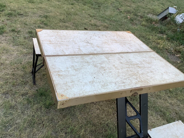 Vtg "Handy" Suitcase Folding Picnic Table  Chair  Milwaukee Stamping Co. camping