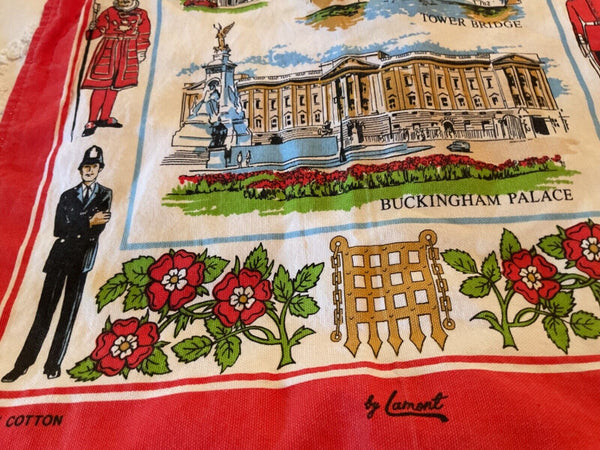 Vintage souvenir linen tea dish towel London buildings  Lamont cotton L1705