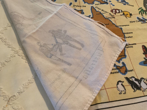 AUSTRALIA TEA TOWEL VINTAGE AUSTRALIAN CITIES THEME 18x28