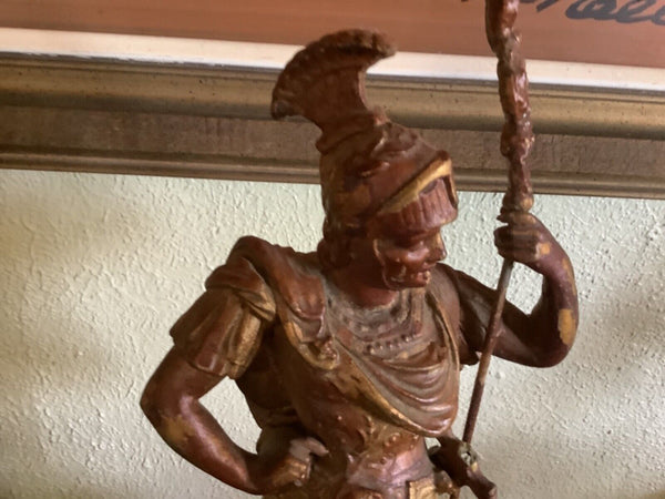 Antique Vtg Statue Roman Soldier Figure statue cast metal