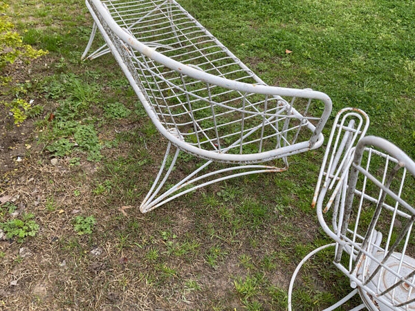 Vtg mid century mcm modern Patio Furniture 2 Piece Set bench sofa wrought iron