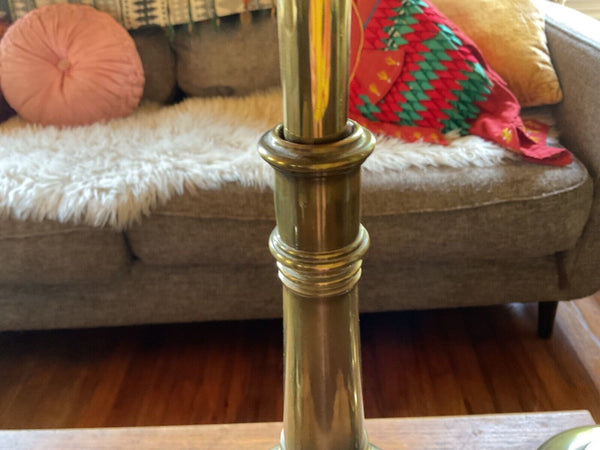 Vtg PAIR TALL Stiffel Brass Table desk Lamps Hollywood Regency mid century mcm