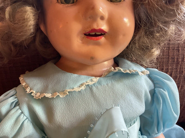 Vintage 25 inch sleepy eyes Shirley Temple Baby Doll Composition Cloth