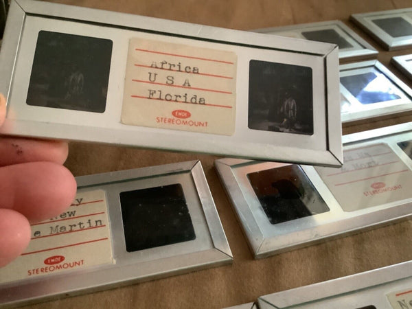 Vtg Lot of 50s Stereo Vacation  Original Slide Metal Mount Marathon stereomount