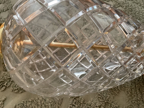 Vtg 24% lead Cut Clear Crystal  Glass & Brass Pineapple Table Lamp USA regency