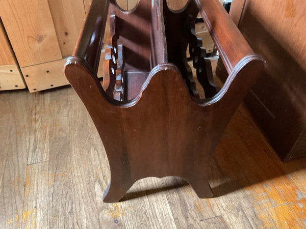 Antique vtg Music Record Magazine Rack Mahogany Wood wooden