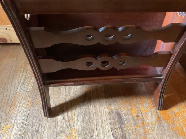 Antique vtg Music Record Magazine Rack Mahogany Wood wooden
