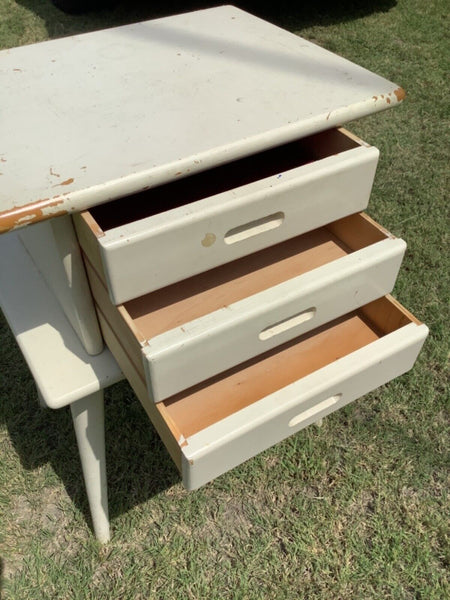 Vtg Mid Century Modern MCM Wood 3 Drawer Nightstand end table mcm painted