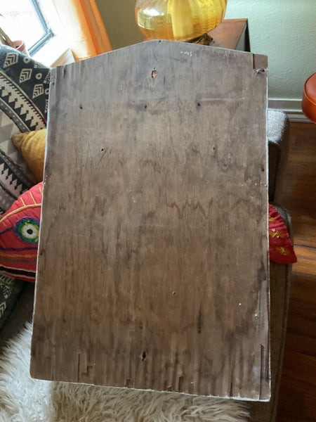 Vtg antique Wood Wooden Medicine Cabinet chest White Mirror Shelf  Rustic Wall