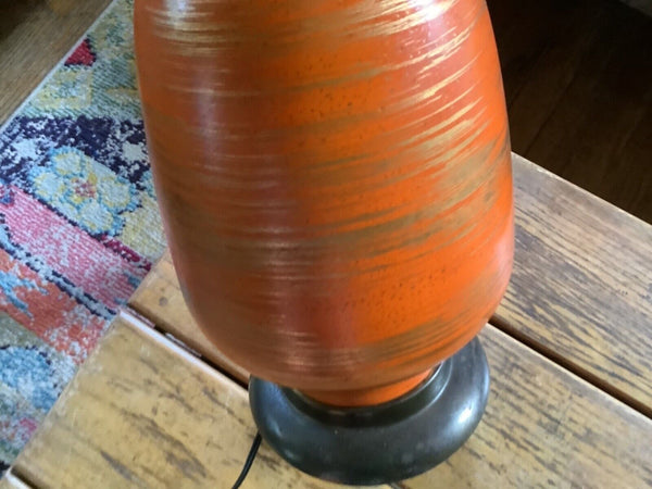 Vtg Table Lamp Orange gold retro MCM Mid Century modern