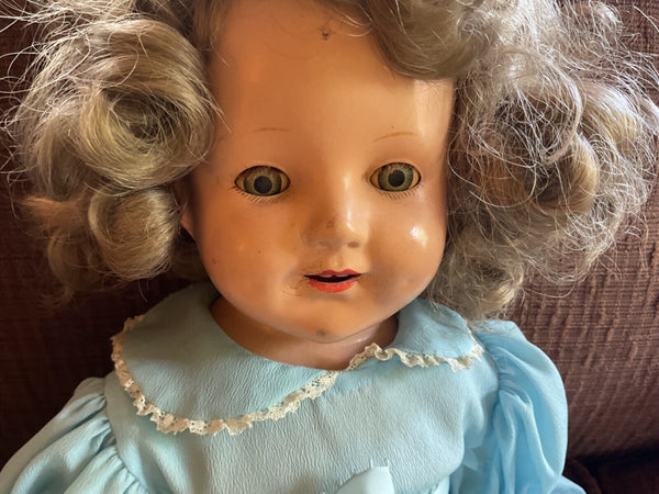 Vintage 25 inch sleepy eyes Shirley Temple Baby Doll Composition Cloth