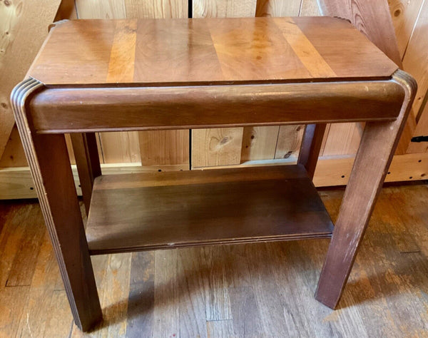 Vtg antique Art Deco wood wooden side end table waterfall