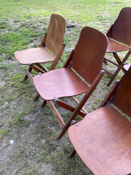 Vtg Mid Century 1940s US Norco American Seating Company Wooden Folding Chairs