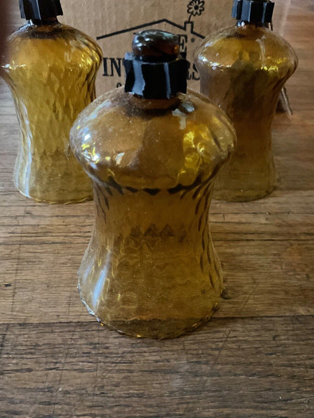 3 Vtg Amber Homco  Optic Sconce Peg Votive Cup Honeycomb MCM Candle Holders