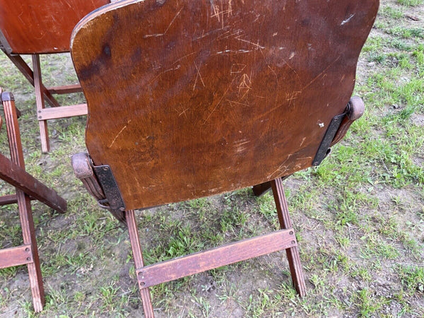 Vtg Mid Century 1940s US Norco American Seating Company Wooden Folding Chairs