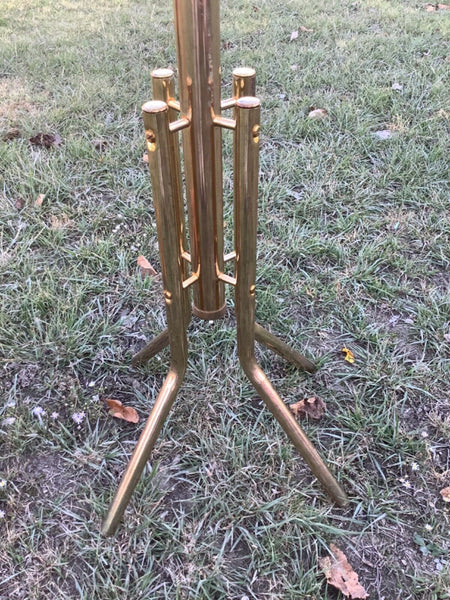 Vtg COAT hat rack Hollywood Regency brass gold metal mid century stand hall hook