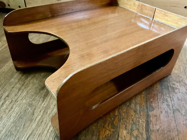VTG Wood Office File Desk tiered Paper Tray Holder MCM mid century modern mcm