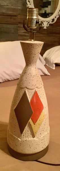 Mid century modern  diamond table lamp atomic 1950s 60s kitsch ceramic vtg