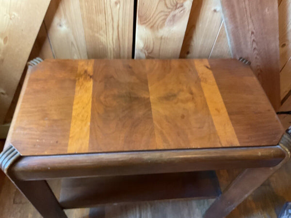 Vtg antique Art Deco wood wooden side end table waterfall