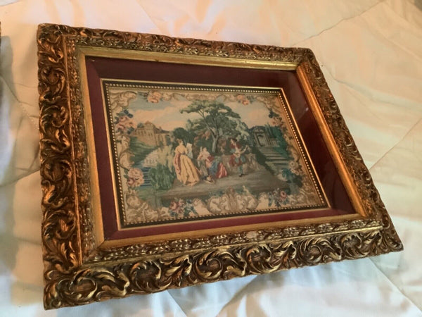 PAIR deep MATCHING ANTIQUE VICTORIAN GILT GESSO Leaf CARVED WOOD PICTURE FRAMES